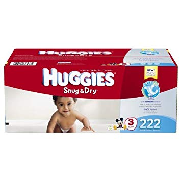 Huggies Snug & Dry Diapers, Economy Plus Pack, Step 3, 16-28 lbs, 222 ea