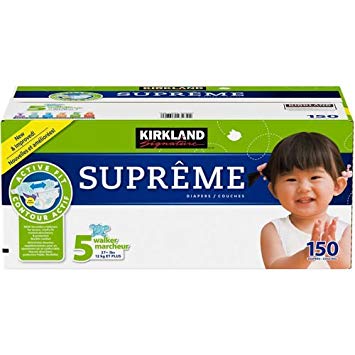 Kirkland Signature Supreme Diapers Size 5, Quantity 150