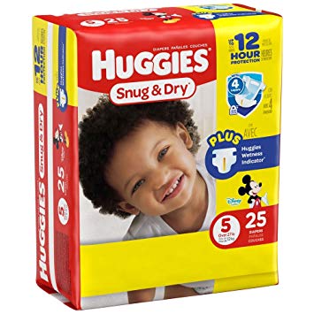 Huggies Baby Diapers, Snug & Dry, Size 5 (Over 27 lbs), 25 ct