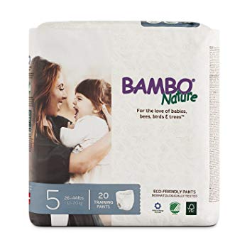 Bambo Nature Eco Friendly Premium Training Pants for Sensitive Skin, Size 5 (26-44 lbs), 20 Count