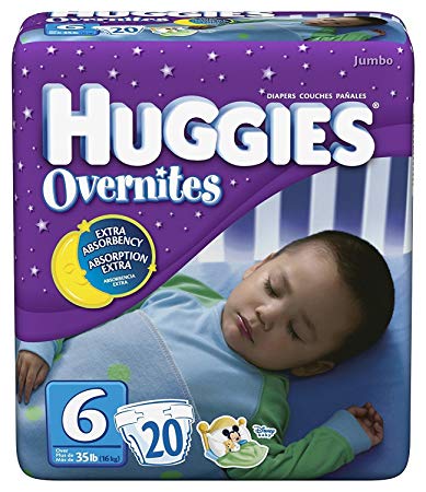 Huggies Overnite Diapers, Size 6, 20 Count, Pack of 4, Total 80 Diapers