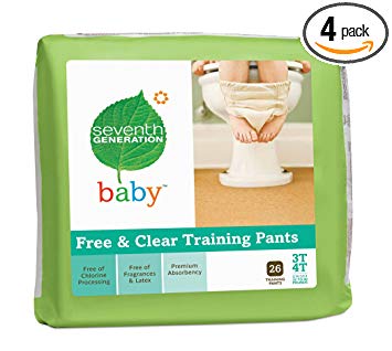 Seventh Generation Free and Clear Training Pants, 3T-4T, 26 Count (Pack of 4)