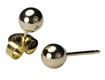 Ear Piercing Earrings Gold Maxi 5mm Round Ball Studs 