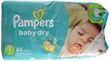 Pampers Baby Dry Diapers Size 1 Jumbo Pack 44 ea