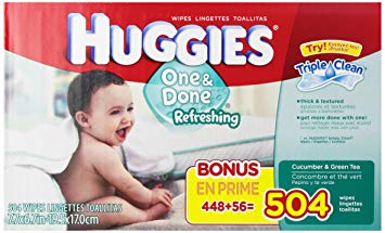 Huggies One and Done Refreshing Baby Wipes, Cucumber and Green Tea, Refill, 504 Count (Packaging...