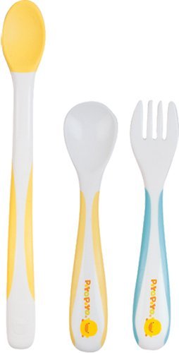 Piyo Piyo 630102B Step 1-2 Training Tableware Utensils, 3pcs (Blue)