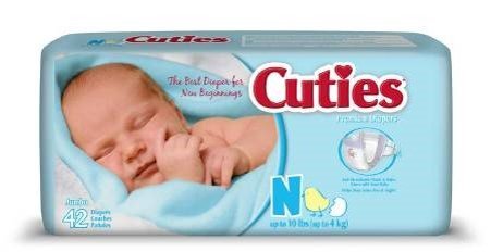 Prevail Cuties Baby Diapers Newborn - Case of 168 by First Quality