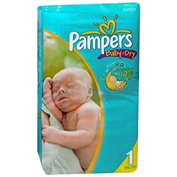 Pampers Baby Dry Diapers, Size 1, Jumbo Pack, 50 ct