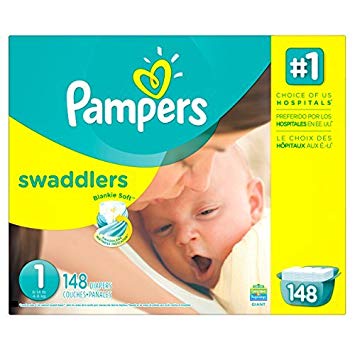 Pampers Swaddlers Diapers Size 1 Giant Pack 148 Count (Pack of 3)