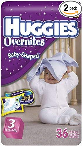 Huggies Overnites Diapers, Size 3, 36-Count (Pack of 2)