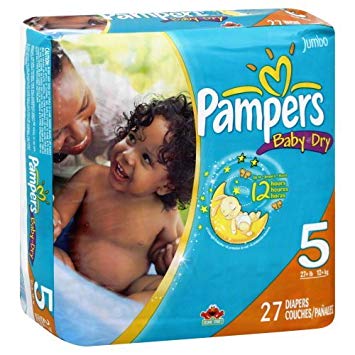 Pampers Baby Dry Diapers Jumbo Pack, Size 5, 27 Count