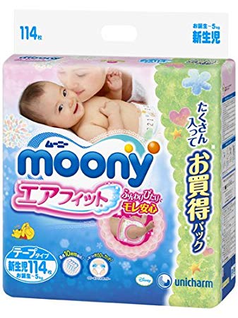 Moony Air Fit for Newborn Infants 114sheets by Mooney