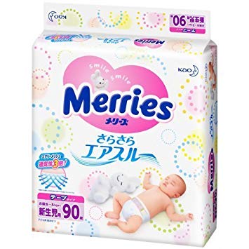 Kao | Diapers | Merries sarasara Air through newborn infants { ~5kg } 90sheets [ Japanese Import ]