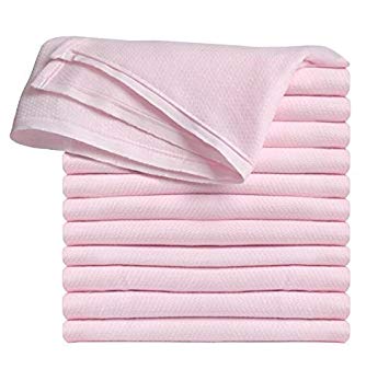 Clips N Grips Birdseye Flatfold Cloth Diapers, Baby Pink, 12 Pack