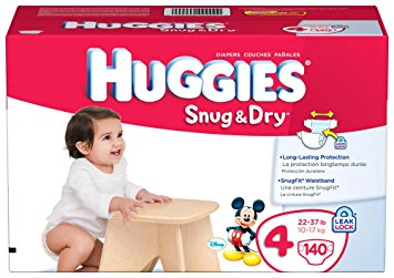 Huggies Snug & Dry Diapers, Size 4, Giant Pack, 140 Count