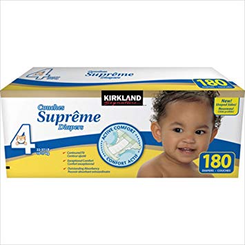 Kirkland Signature Supreme Diapers Size 4; Quantity:180