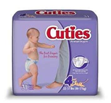 Cuties Tab Closure Size 4 Disposable Heavy Absorbency (#CR4001, Sold Per Case)