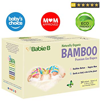 Best Bamboo Diapers | Eco-Friendly Hypoallergenic | Silky Soft w/Wetness Indicator Wicks Away Moisture to...