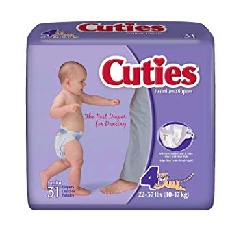 Prevail Cuties Baby Diapers Size 4, 22 - 37 lbs. [Case of 124]