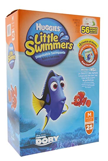 Huggies Little Swimmers Disposable Swimpants Medium - 25 Pair Swimpants plus bonus 56 Wipes