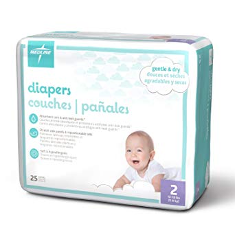 Medline MBD2002 Baby Diapers, Size 2, 12-18 lb. (Pack of 200)