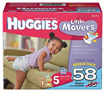 Huggies Little Movers, Size 5, 58 Count (Packaging May Vary)