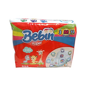 BABY DIAPERS BEBIN SUPER MADAGASCAR SZ 3 MEDIUM 14CT 6PACKS A CASE