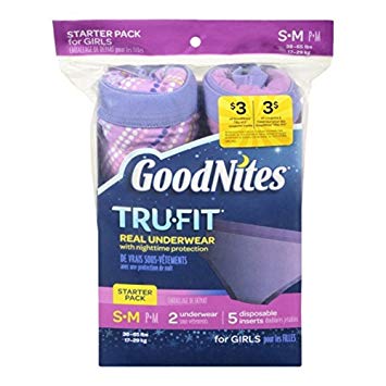 GoodNites Tru-Fit Starter Kit Girl, 2 underwear, 5 disposable inserts, Small/Medium