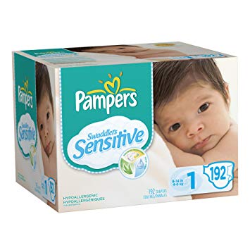 Pampers Swaddlers Sensitive Diapers Economy Pack Plus Size 1, 192 Count