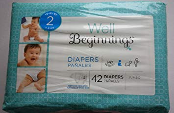 Well Beginnings Diapers Size 2 Jumbo Bag of 42 Diapers