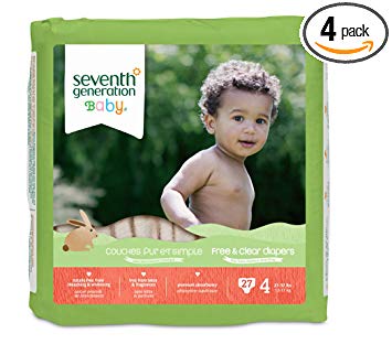 Seventh Generation Free and Clear Baby Diapers, Stage 4, 30 Count (Pack of 4)