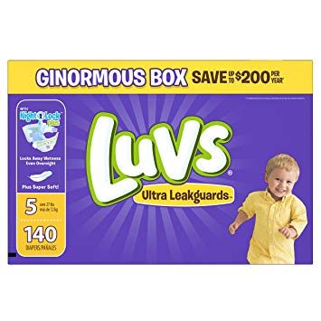 Luvs Ultra Leakguards Disposable Diapers Size 5, 140 Count, ONE MONTH SUPPLY