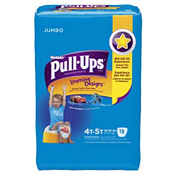 Huggies Pull-Ups Training Pants for Boys with Learning Designs, Jumbo Pack, Size 4T-5T, 19 Count