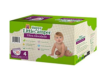 Happy Little Camper Ultra Absorbent Premium Natural Diapers, Size 4, 80 Count