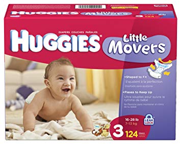 Huggies Little Movers Diapers, Size 3, 124-Count