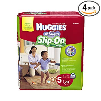 Huggies Little Movers Slip-On Diapers, Size 5, 20 Ct. (Pack of 4)