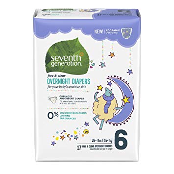 Seventh Generation Free & Clear Overnight Diapers, Size 6, 17 ct