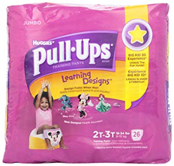 Huggies Pull-Ups Training Pants for Girls with Learning Designs, Jumbo Pack, Size 2T-3T, 26 ct