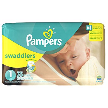 Pampers Swaddlers Disposable Diapers Newborn Size 1 (8-14 lb), 35 Count, JUMBO