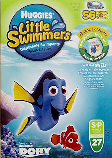 Huggies Little Swimmers Disposable Swimpants, Small, 27 Count - Bonus 56 Wipes Included