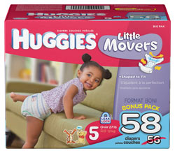 HUGGIES Little Movers Diapers, Size 5, 58-Count Product Shot