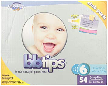 Chicolastic Bbtips Infant Disposable Ultra Diapers, XX-Large, Size 6, 54 Count