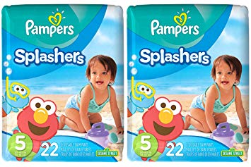 Pampers Splashers Disposable Swim Diapers, Size 5, 22 Count, JUMBO (Pack of 2)